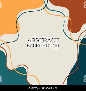 Contemporary abstract posters with fluid organic shapes in earthy tones of orange, teal, and brown. Ideal for wall art, branding, or creative project Stock Vector