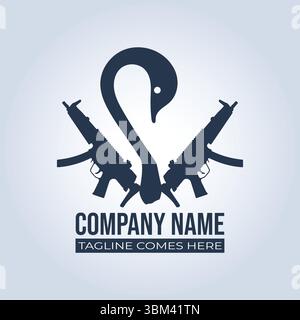 Weapon company unique logo in dark blue colors Stock Vector