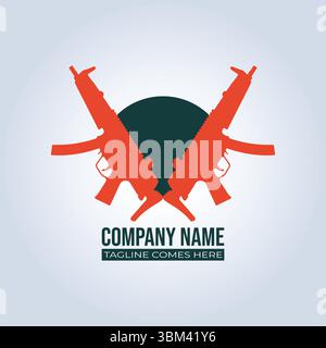 Weapon companys unique logo in dark orange colors Stock Vector