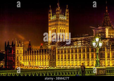 Victoria Tower, Houses of Parliament, Westminster Bridge, Westminster, London, England. Built in the 1800's, House of Commons and House of Lords. Stock Photo