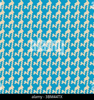 Geometric houndstooth blue seamless pattern with pied-de-poule ornament. Monochrome graphic design. Modern minimalist stylish squared background Stock Vector