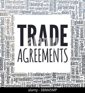 Trade Agreements word cloud conceptual design isolated on white background. Stock Vector