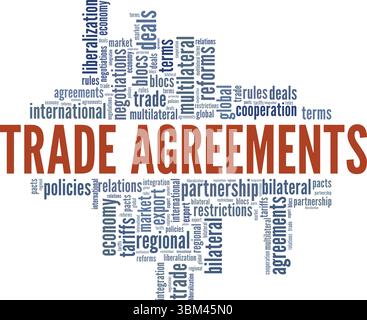 Trade Agreements word cloud conceptual design isolated on white background. Stock Vector