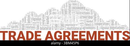 Trade Agreements word cloud conceptual design isolated on white background. Stock Vector