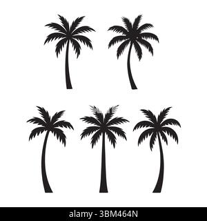Palm tree vector silhouette set Stock Vector