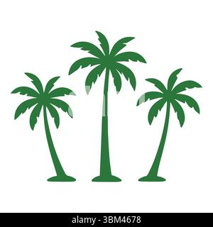 Green Palm Tree Silhouette Illustration for Exotic Nature Designs Stock Vector