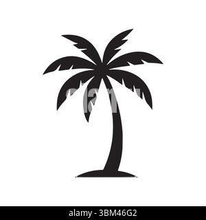 Single Palm Tree Silhouette Vector Icon Stock Vector