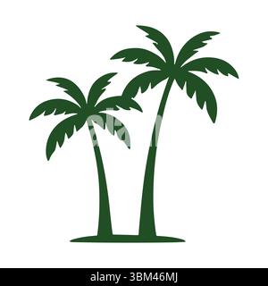 Green Palm Tree Vector for Tropical Paradise and Island Vacation Designs Stock Vector