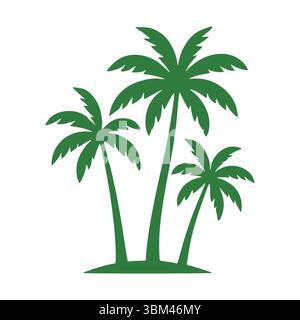 Green palm tree icon set Stock Vector