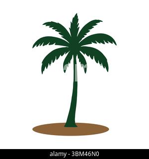 Green Palm Tree Isolated on White Background, Tropical Nature Vector Stock Vector