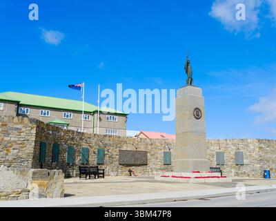 War memorial. Stanley, the capital of the Falkland Islands. South America, Falkland Islands, East Falkland. (Editorial Use Only) Stock Photo