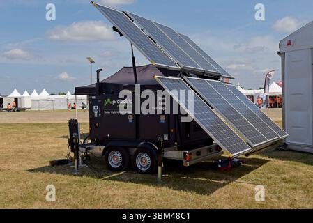 A hybrid portable generator fitted with solar panels at Rail Live industry show, 18th June 2025 Stock Photo