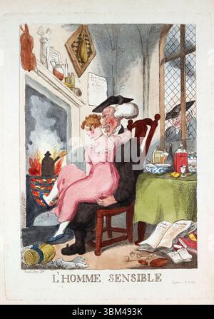 A print coloured engraving of Dr Syntax robbed in St Giles watercolour ...