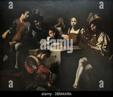 Le Concert au bas-relief - Valentin de Boulogne Stock Photo