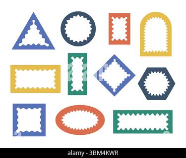 Bold wavy, zigzag borders arches, figures. Vector retro mirror frames, abstract geometric groovy shapes. Stock Vector