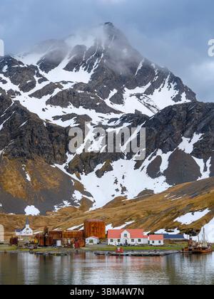 Grytviken Whaling Station. Antarctica, Subantarctic, South Georgia, Cumberland East Bay. Stock Photo