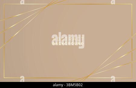 Abstract background low poly golden lines with beige colour background, empty blank space Stock Vector