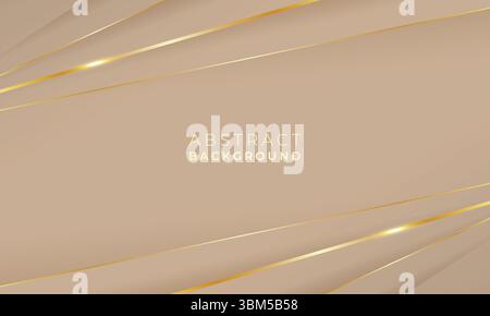 Abstract beige background with geometric low poly golden lines, empty space Stock Vector