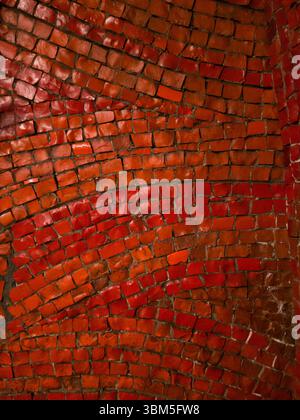 Red smalt mosaic covering, close-up. Stock Photo