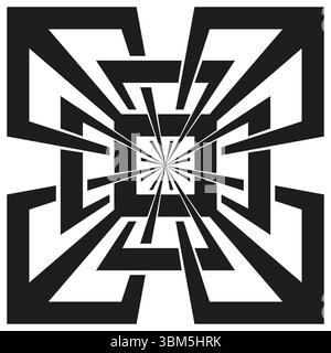 Concentric square pattern. Abstract geometric design. Radial symmetry element. Vector optical illustration. Stock Vector