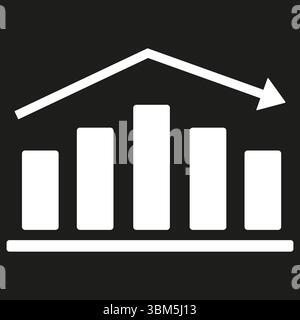 Decline chart icon. Falling bars symbol. Downward trend illustration. Vector image. Stock Vector