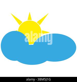 Weather icon. Sun cloud symbol. Blue sky illustration. Vector image. Stock Vector