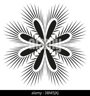 Star burst pattern. Radiating spike design. Vector explosion shape. Dynamic ray elements. Stock Vector