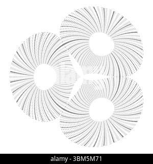 Rotating shape patterns. Abstract spiral forms. Dynamic Vector elements. Geometric motion graphics. Stock Vector