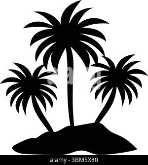 Tropical island with palm trees silhouette Stock Vector Image & Art - Alamy