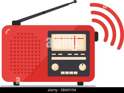 Retro Red Radio Vector Illustration Stock Vector
