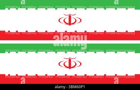 Horizontal Iranian Flag Border Seamless Pattern in Red Green and White Color Theme 4K Stock Vector