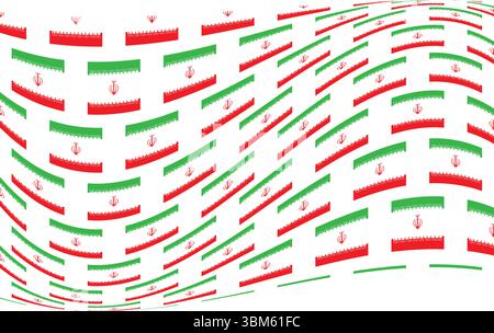 Wavy Seamless Iranian Flag Pattern Vector With Emblem in Curved Style for Background Use 4K Stock Vector