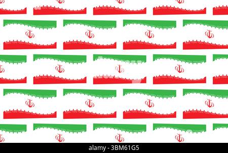 Repeated Iran Flag Vector Background Pattern with White Base and Minimal Emblem Layout 4K Stock Vector