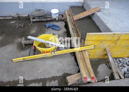 Concreting steps on site Stock Photo