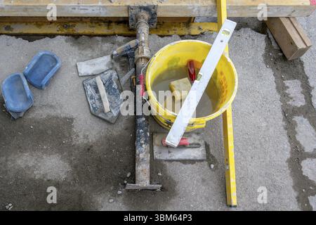 Concreting steps on site Stock Photo
