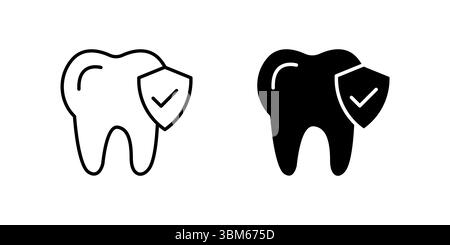 Protective teeth shield icon set for dental health, gum protection, and oral safety. Essential for dentistry and preventive care. Stock Vector