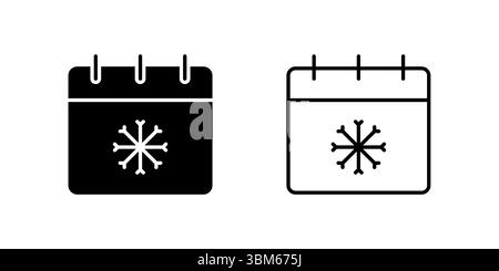 Seasonal snow calendar icon set for winter weather, cold forecasts, and seasonal events. Useful for holiday planning and climate themes. Stock Vector