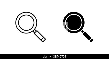 Universal search magnifying glass icon set for discovery, inquiry, and information finding. Essential for websites, databases, and research tools. Stock Vector