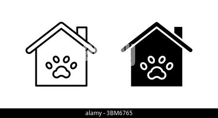 Cozy paw house icon set perfect for pet care websites, animal shelters, and home themes. Stock Vector