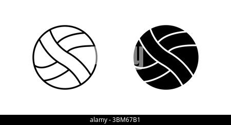 Classic volleyball sport game icon set for beach activities, team sports, and outdoor recreation. Ideal for summer, leisure, and fitness themes. Stock Vector