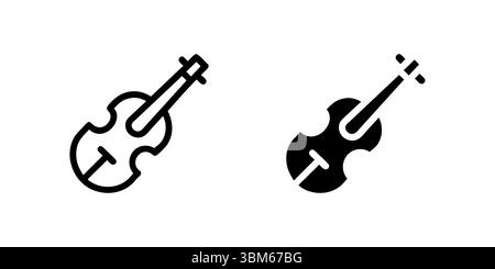 Elegant violin music instrument icon set for classical music, orchestras, and artistic performance. Great for education, arts, and sound themes. Stock Vector