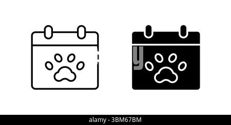 Adorable paw calendar icon set ideal for pet care, scheduling, and animal-themed apps. Stock Vector