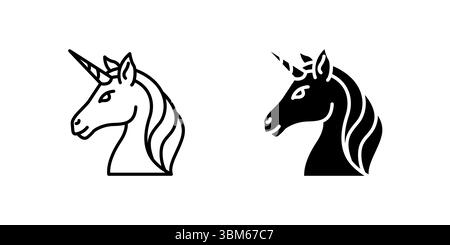 Mythical unicorn icon set symbolizing magic, fantasy, and mystical creatures. Ideal for dreams, imagination, and children's themes. Stock Vector