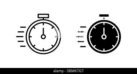 Classic stopwatch icon set representing time measurement, speed, and precision. Ideal for sports, racing, and tracking activities. Stock Vector