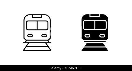 Modern train icon set representing railway transportation and urban public transit. Ideal for travel, city, and mobility themes. Stock Vector