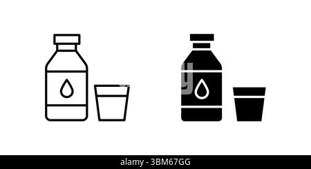 Simple water bottle icon set for drinks, hydration, and healthy lifestyle. Essential for fitness, sports, and daily wellness. Stock Vector