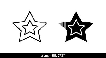 Universal star icon set for favorites, ratings, and quality indicators. Ideal for reviews, best choice, and positive feedback. Stock Vector