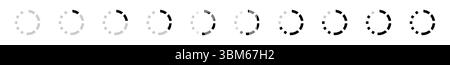 Dynamic loading spinning circles icon set indicating progress, waiting, and data processing. Essential for user interfaces and web applications. Stock Vector