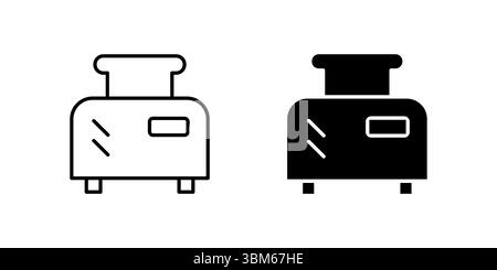 Classic toaster kitchen appliance icon set for breakfast, bread, and morning routines. Useful for cooking, home, and food themes. Stock Vector