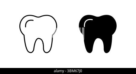 Basic tooth icon set representing dental health, human anatomy, and oral care. Ideal for dentistry, medical, and wellness themes. Stock Vector